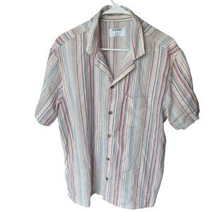 Old‎ Navy Linen Blend Multicolor Striped Short Sleeve Shirt Men’s Large